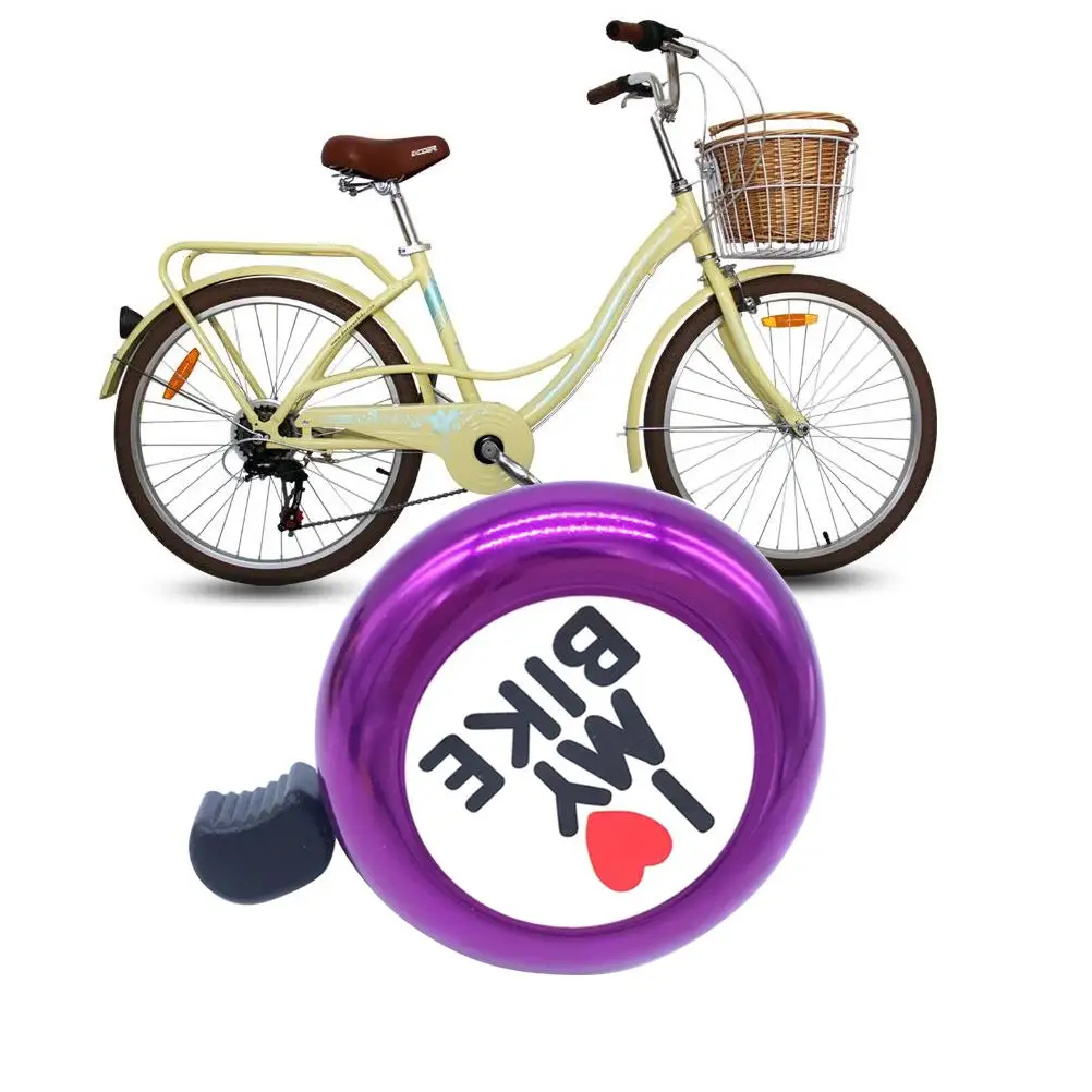 

Ring Bell New Safe I Love Printed Sound Horn Warning Ring Bell Accessory for 22MM Handlebar (Purple)