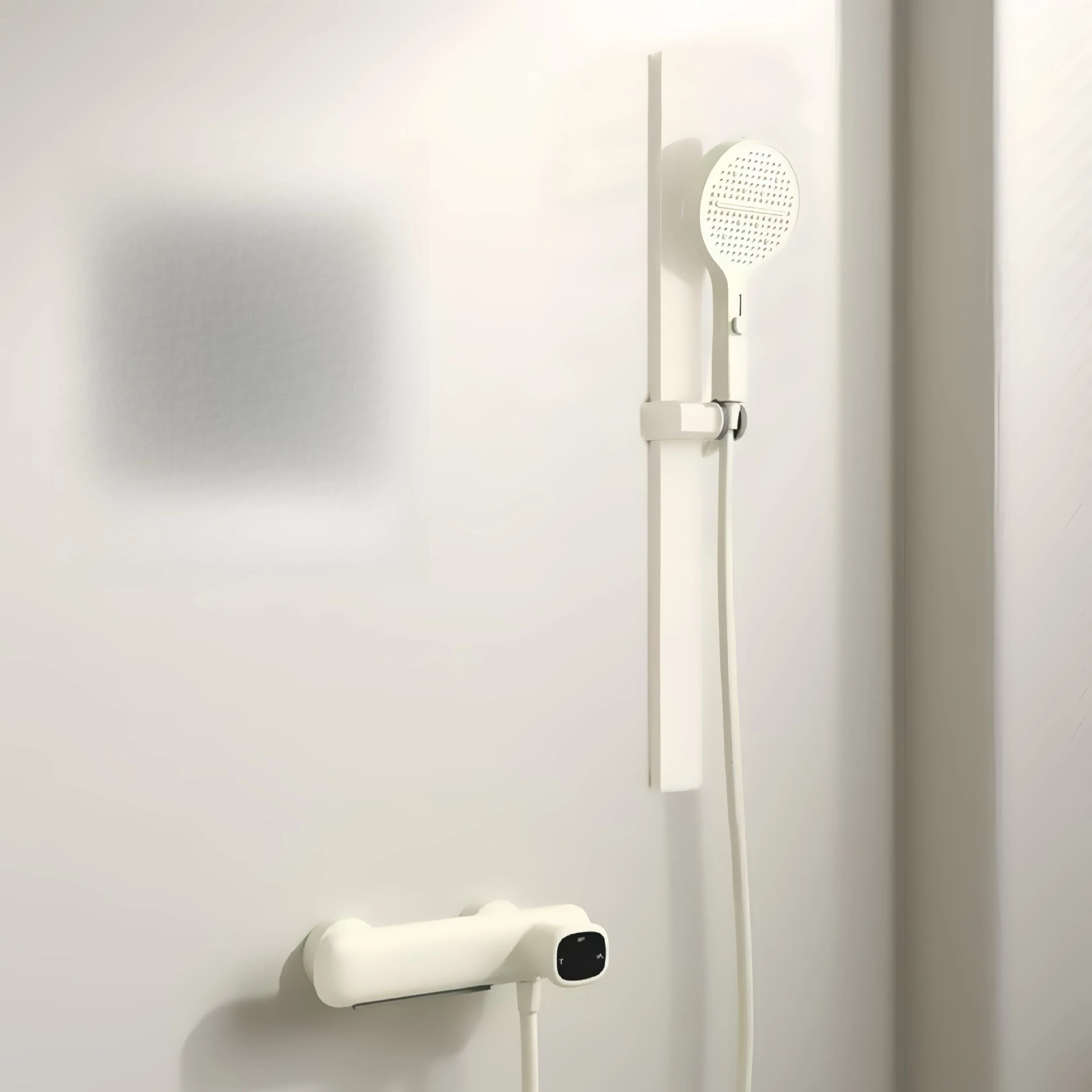 

Cream wind, small apartment, pure copper thermostatic shower shower set, no top spray, pressurized.