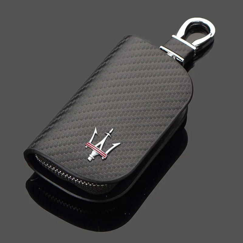 Funda protectora de cuero para llaves de coche, estuche de almacenamiento para llavero Maserati Levante Quattroporte Ghibli Turismo Cabrio Gransport GT