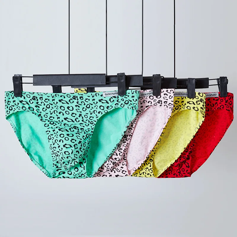 

Cotton Men's Sexy Convex Pouch Briefs Leopard Low Waist Man Underwear High Elasticity Breathable Panties Wholesale Dropshipping