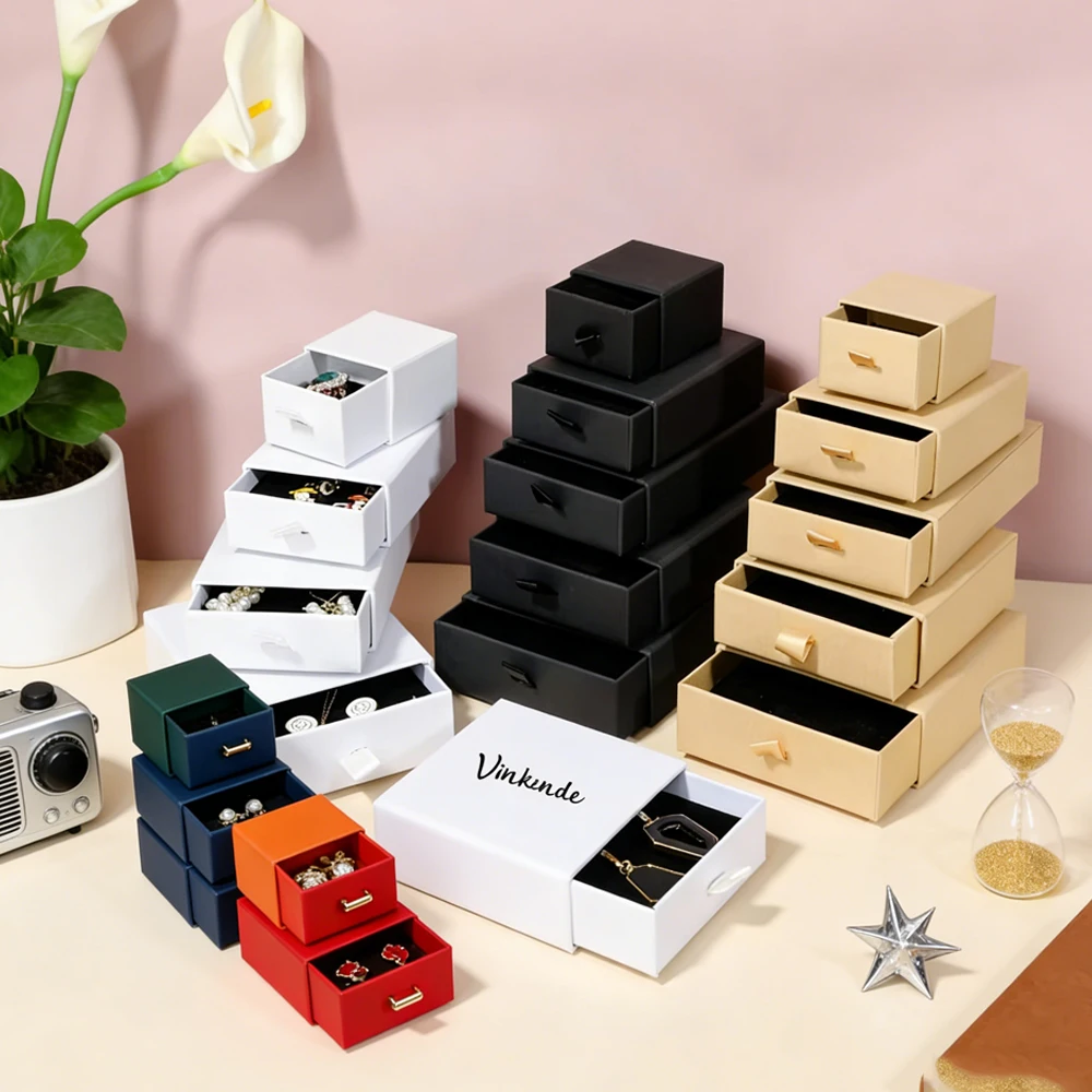 

100 шт., бумажный ящик для ювелирных изделий, коробка с логотипом, подарочная упаковка, кольцо, серьги, кулон, ожерелье, браслет, шпильки, свадебные сувениры