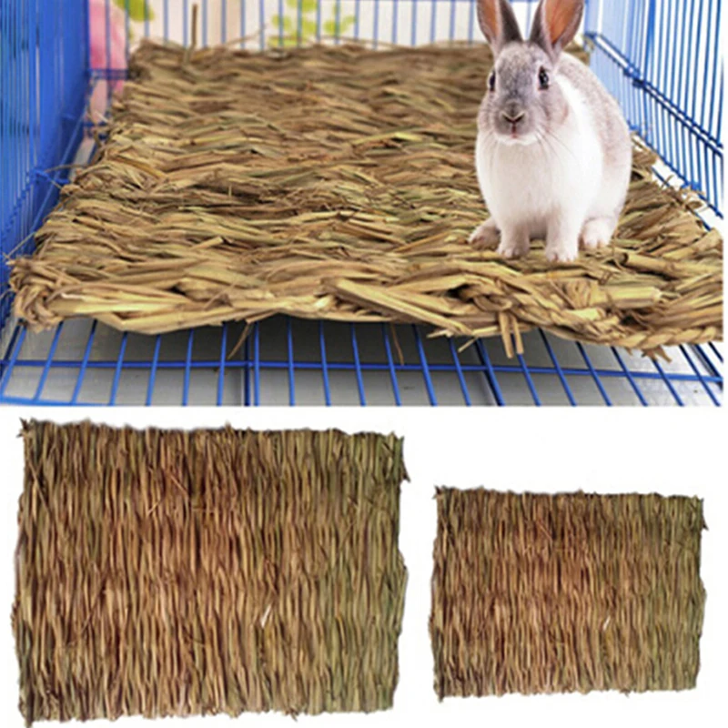 Rabbit Grass Chew Mat Small Animal Natural Soft Grass Hamster House Guinea Pig Cage Bed House Pad Hamster Accessories