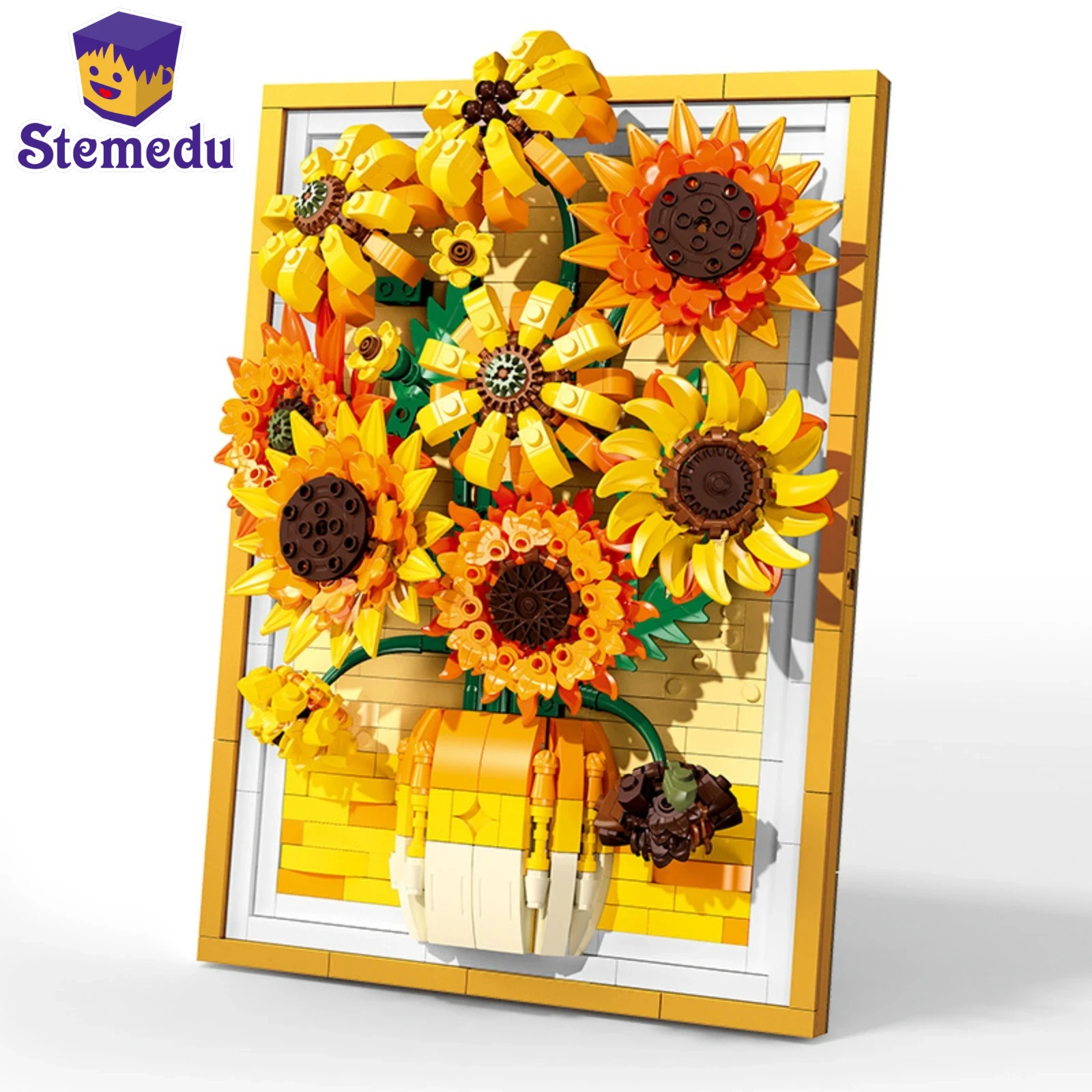 

1011PCS MOC Sunflower Building Blocks Frame DIY Bricks Simulation Flower Bouquet Wall Decoration Small Particle Compatible LEDUO