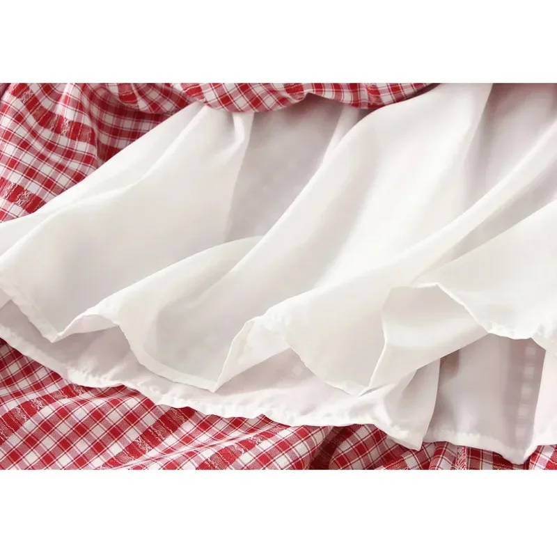 不規則なエレガントな格子柄ミディスカート 女性用 2025年夏ファッション エレガントな女性用ルーズプリーツスカート