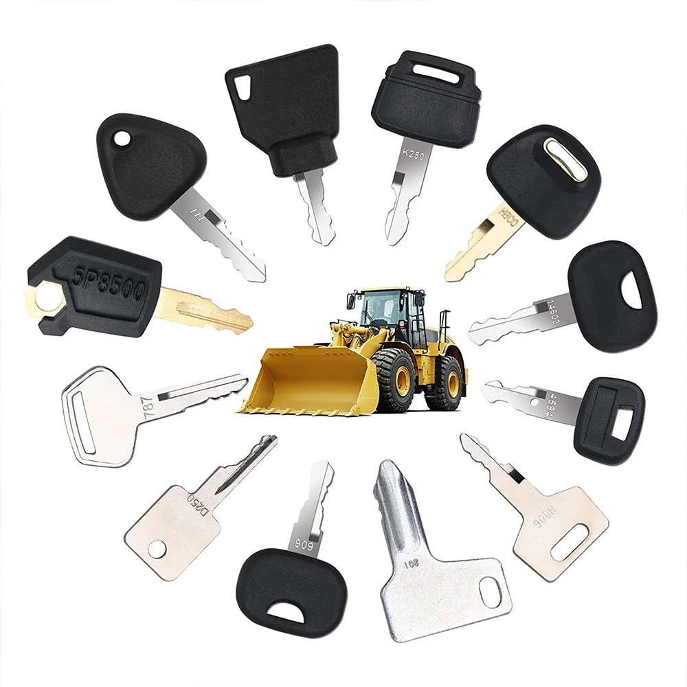 12Pcs Heavy Equipment Construction Ignition Key Set Machinery Key For Agricultural + Heavy Plant Machinery Cat Komatsu JCB