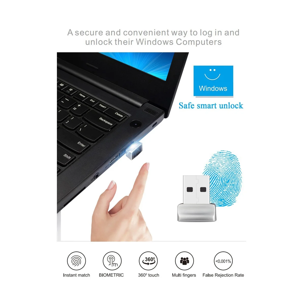 USB指紋リーダーモジュール,生体認証スキャナー,Padlock,pc,Windows 10,11,2個