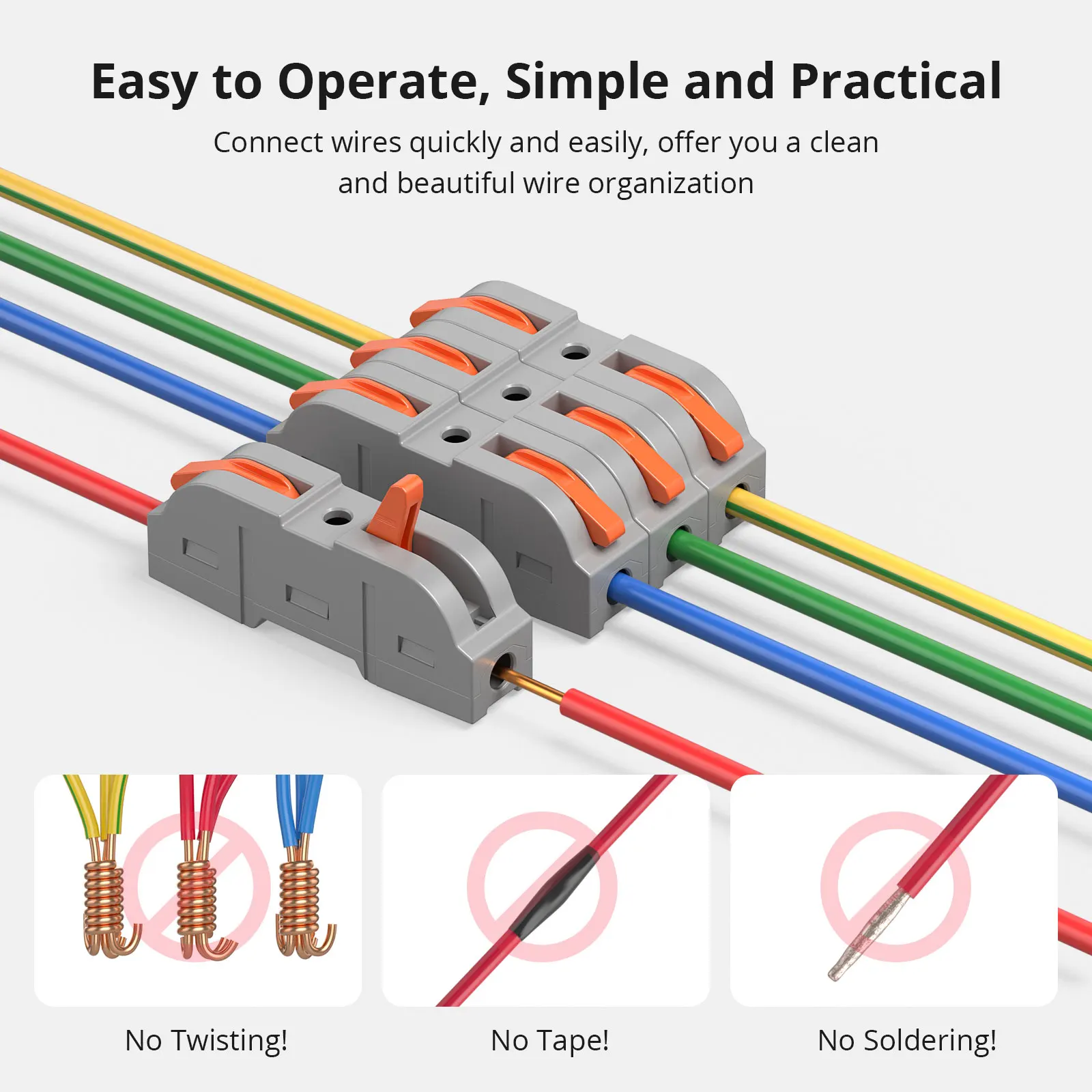 SONOFF 34PCS Wire Splicing Connectors Easy to Operate DIY Splice Tool Multi-Purpose Wire Connectors for Fan / Light / Switch