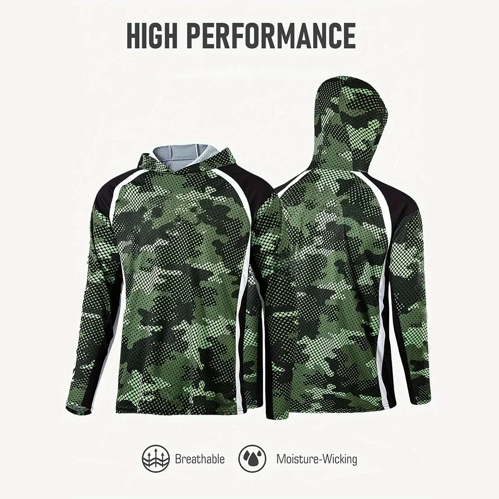 Fishing Apparel Men Hood Fishing Shirt Long Sleeve Fishing T Shirt UV Protection view 5