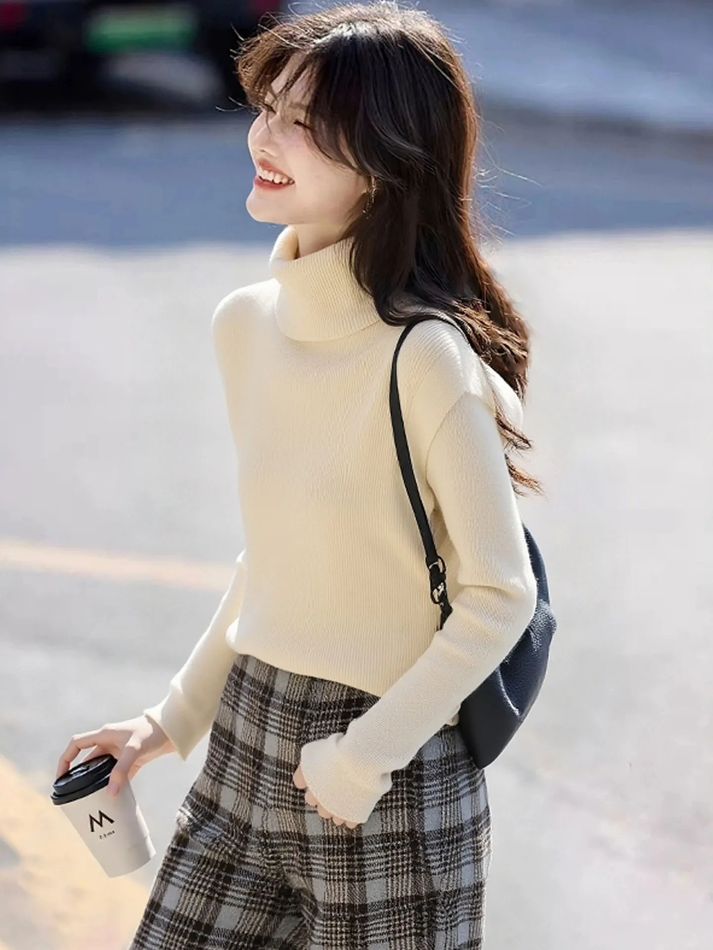 

Зимний дизайн, вязаный жилет с высоким вырезом, свободный женский модный однотонный универсальный жилет Poetic Lin для поездок на работу