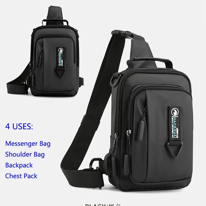 4 USES Nylon Backpack Rucksack Knapsack For Men Cross Body Bags Travel Male Fashion One Shoulder Messenger Chest Pack Bag New