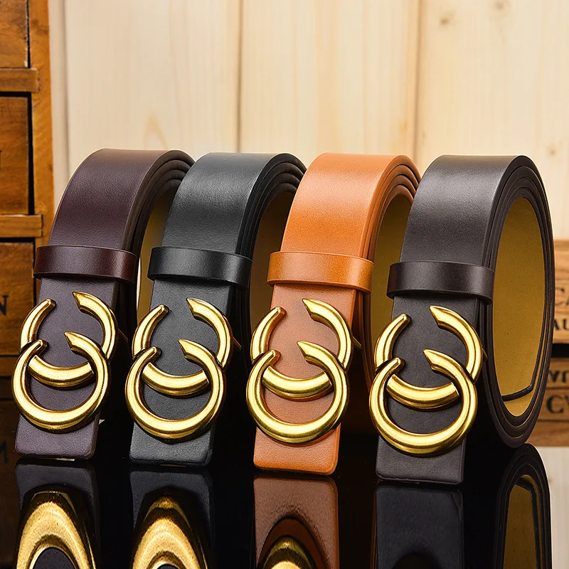 New Double CC button men's and women's belts, European and n casual belt fashion decorative jeans belt