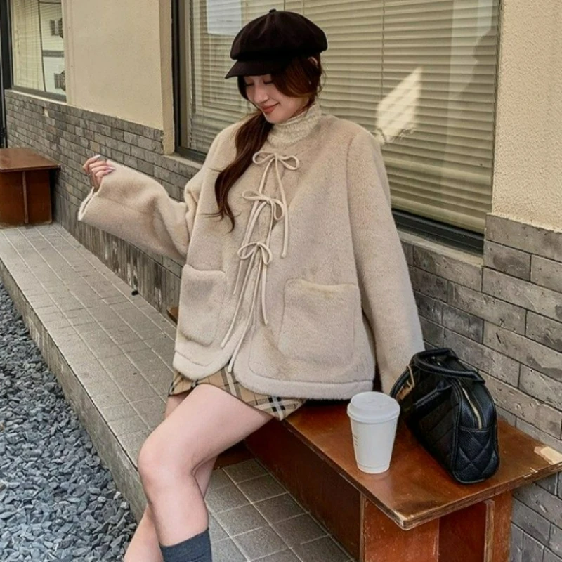 2026 Winter New Style Fashionable Pink Eco-friendly One-piece Fur Outerwear Sweet Ladylike Elegant Stylish Fur Jacket for Women