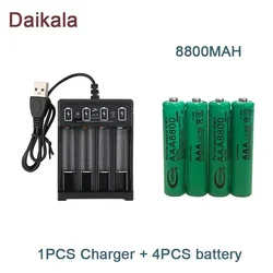 AAA  Alkaline Battery 1.2V 8800mAh, Flashlight, Toy, Watch, MP3 Player, Replacement Nickel Hydrogen Battery,+Charger