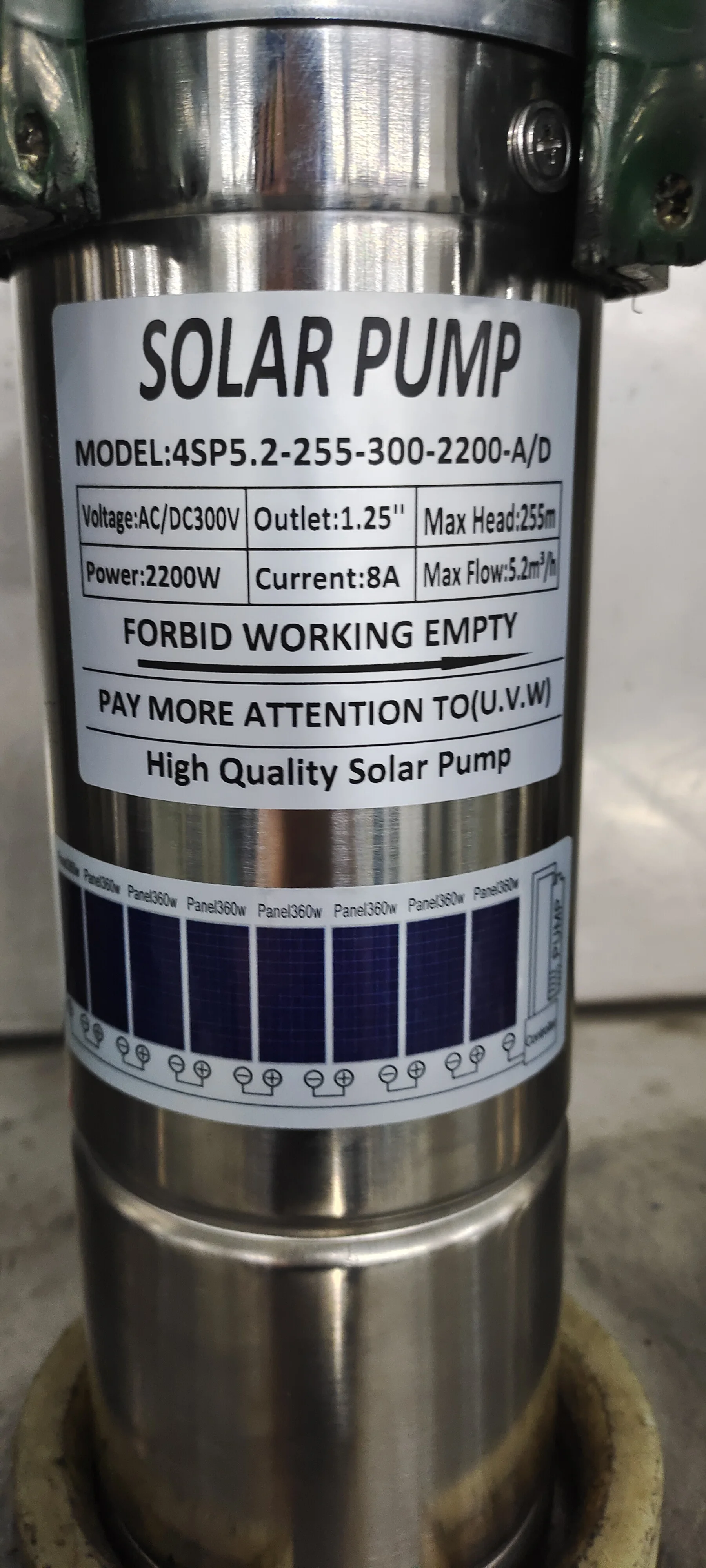 مضخة مياه الآبار تعمل بالطاقة الشمسية لمضخة الطاقة لإمدادات المياه عن بعد 4 بوصة 3 حصان تيار متردد/تيار مستمر