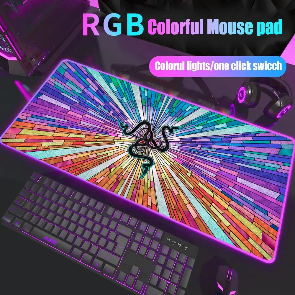

Game Mouse Pad Rgb Desk Mat Back Light Led R-RazerS Mousepad Setup Gaming Accessories Deskmat Big Mousepad Backlight
