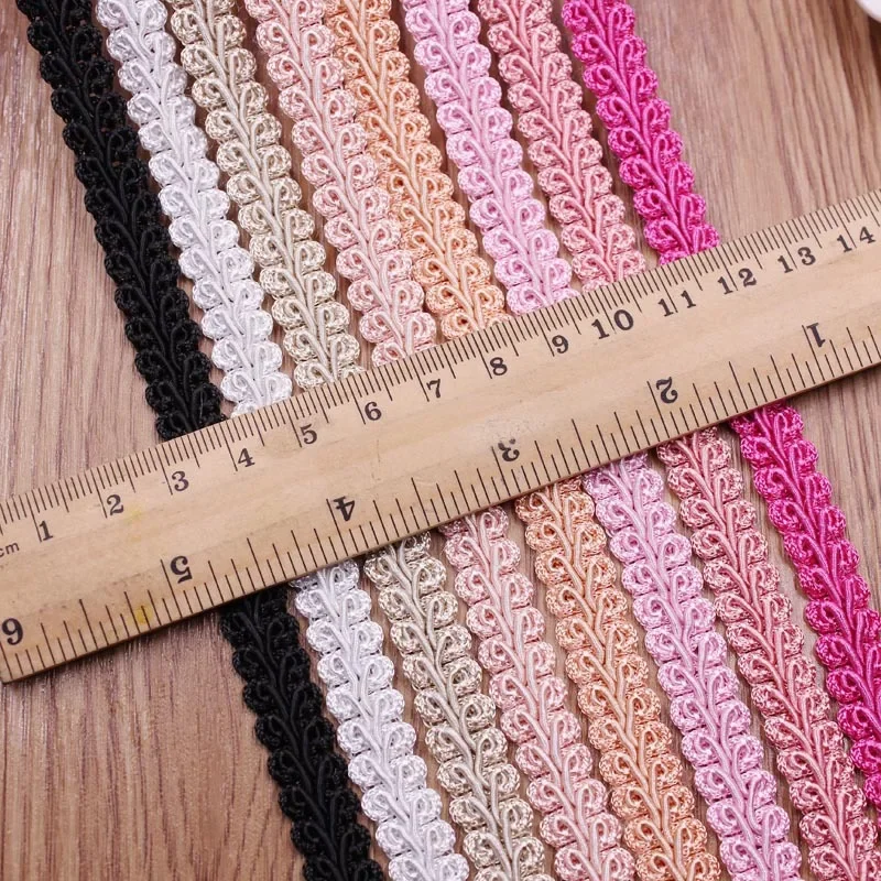 2 Yards pizzo multicolore Trim Ribbon millepiedi intrecciato fai da te decorazione di nozze tessuto artigianale accessori per cucire pizzo curvo