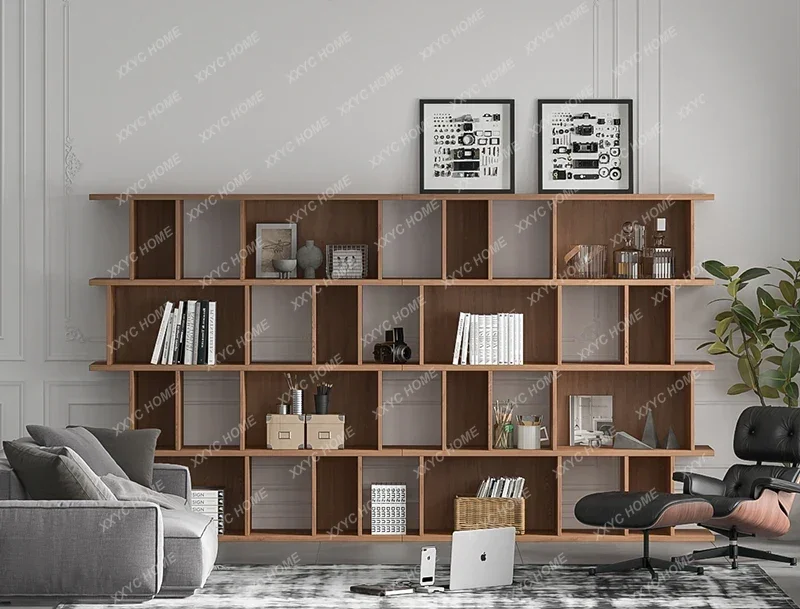 Cy Nordic Solid Wood Bookshelf Simple Modern Study Living Room Multi-Layer Display Decoration Bookcase Shelf