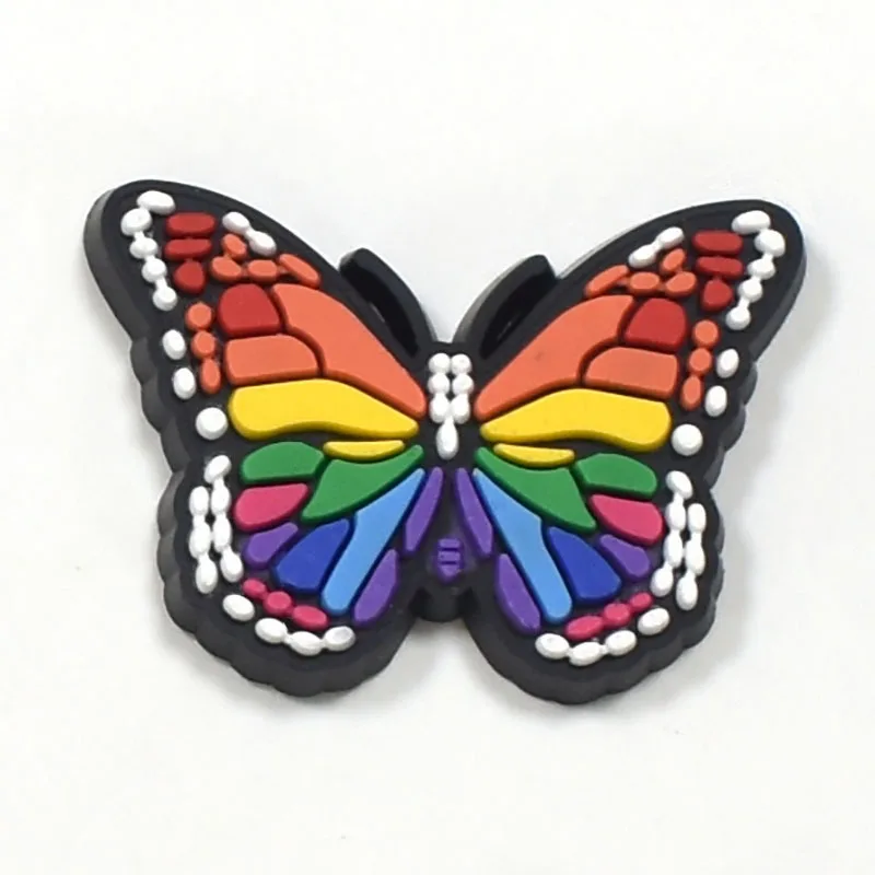 Serie de mariposas de colores para zapatos, hebilla de goma suave de PVC para zapatos de jardín, bricolaje, hebilla decorativa, pulsera de fiesta a