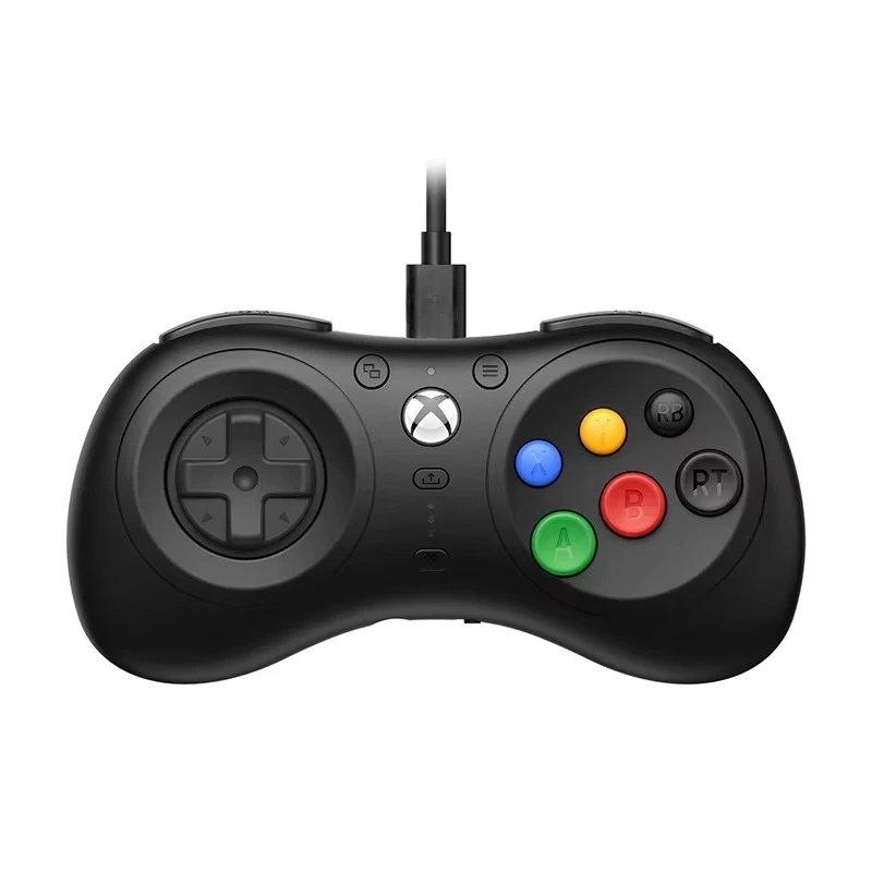 Wired game controller with vibrating motor, 6-button retro gamepad