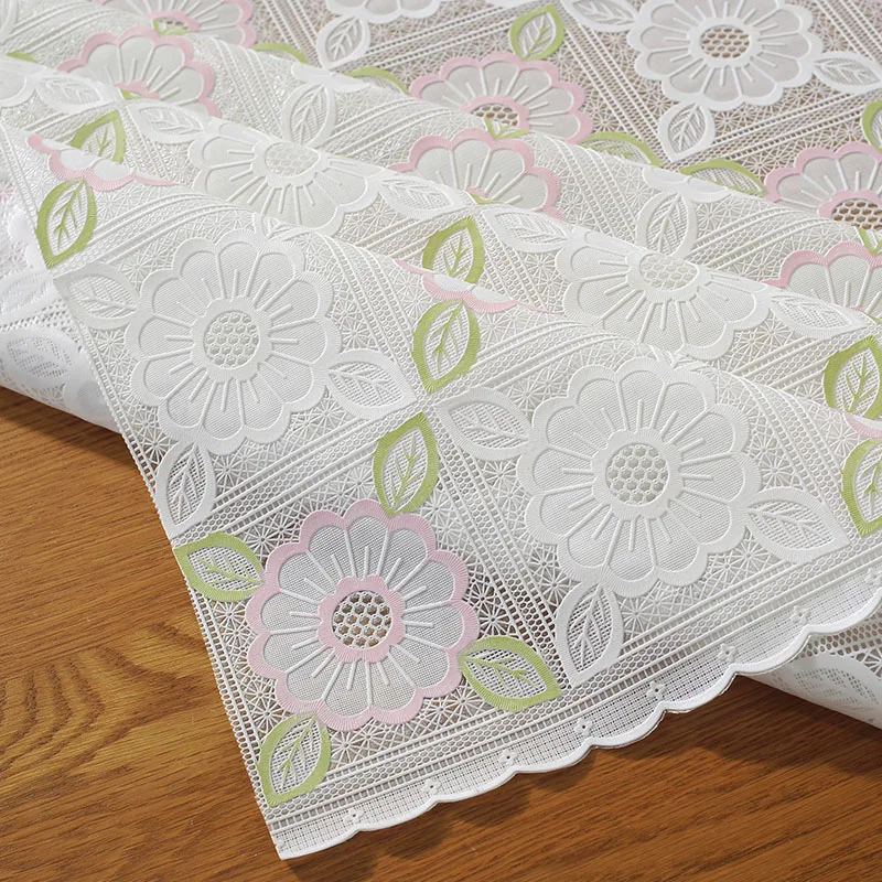 PVC Lace Tablecloth Waterproof Washable and Erasable Table Linen Tea Table Cloth Rectangular Table Cover Whitepink