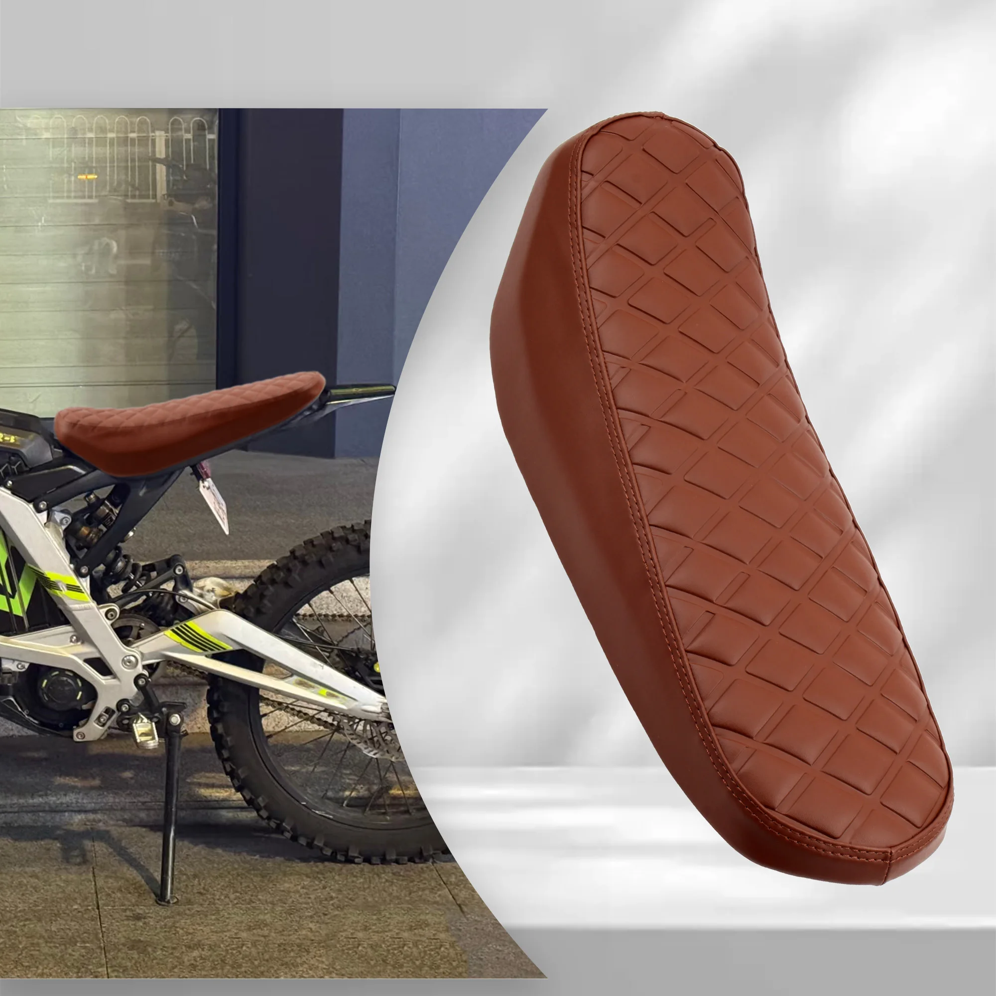 

Leather Motorcycle Seat Pad Honeycomb Design For Surron Light Bee X S Dirt Bike Waterproof Anti-Skid Comfort Cushion Riding Gear