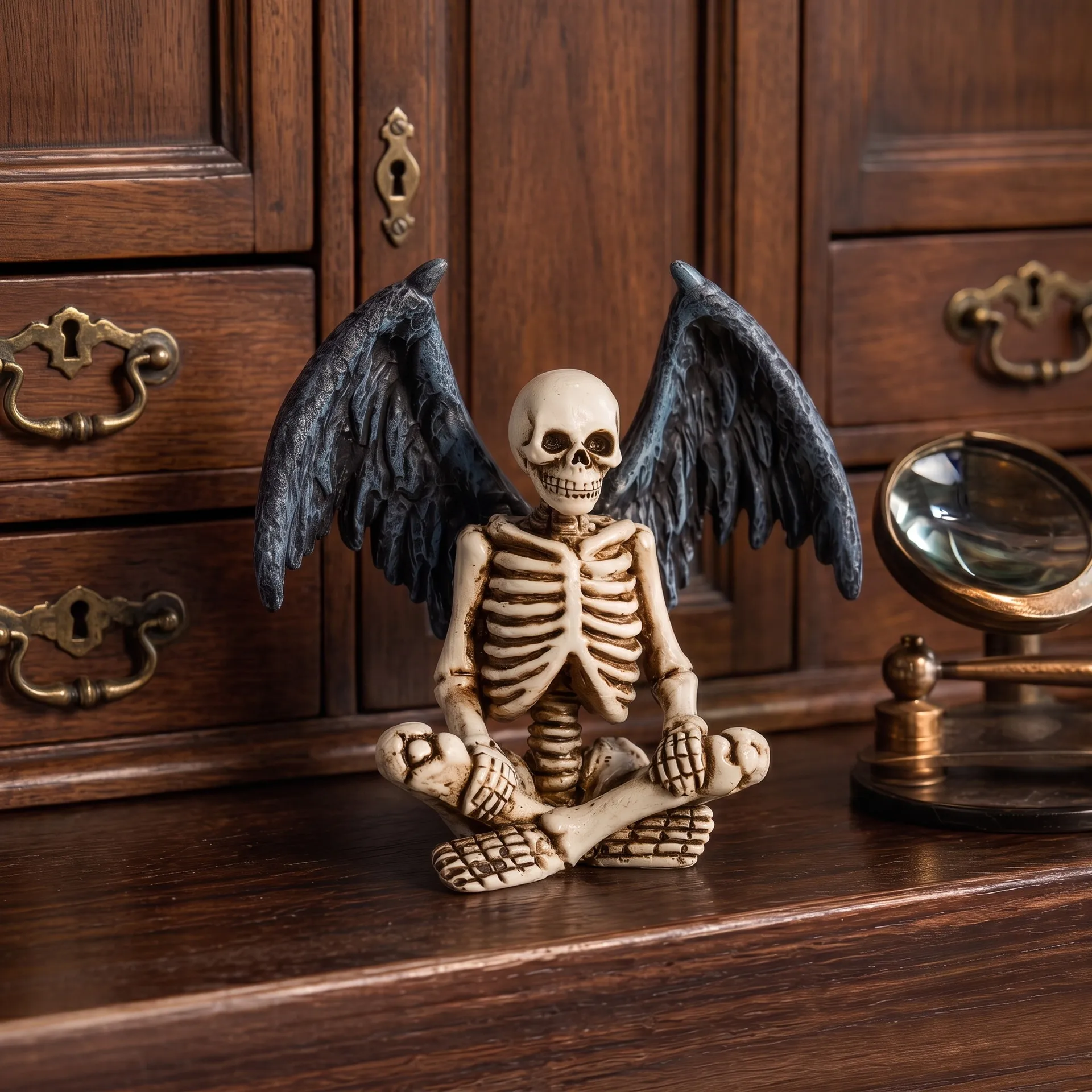 Skeleton Angel Ornament Dark Retro Resin Craft Desktop Bookshelf Atmosphere Decorative Halloween Ornament