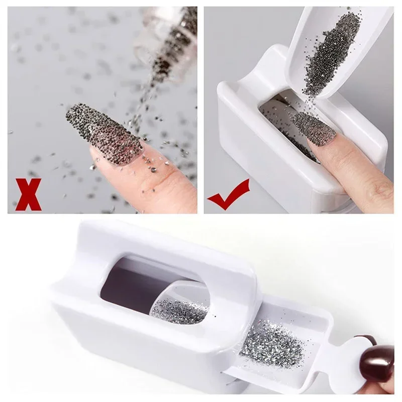 Boîte de Rangement pour Poudre à Paillettes pour Ongles, Miroir Magique à Double Couche, Conteneur de Strass Brillants, Outils de Manucure