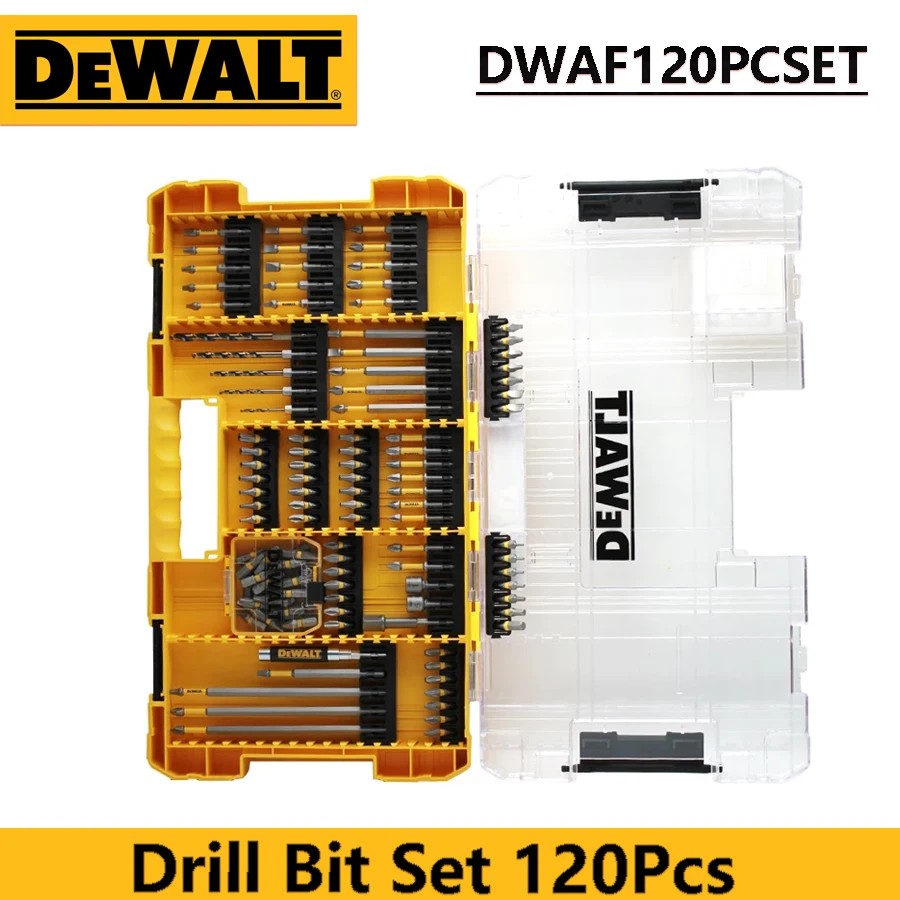 DEWALT DWAF120PCSET Drill Bit Set 120Pcs Impact Driver Bit Set for Metal and Wood Dewalt Power Tool Accessories