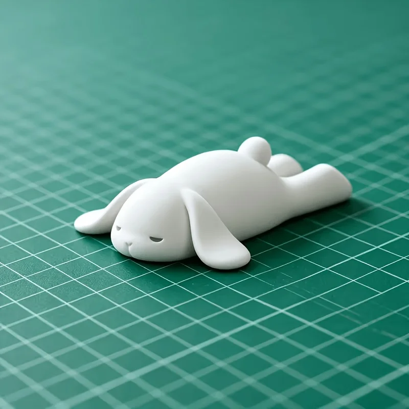 1pc 3D‑Printed Lying Prone Rabbit Sculpture Ornament, Minimalist Healing Desktop Statue, Unique Holiday Gift