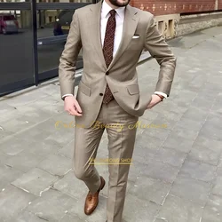 Mens Business Formal Tuxedo Professional Grooms Wedding Party Dress  Serge Fabric Slim-fit 2-Piece Suit (Jacket + Trousers)