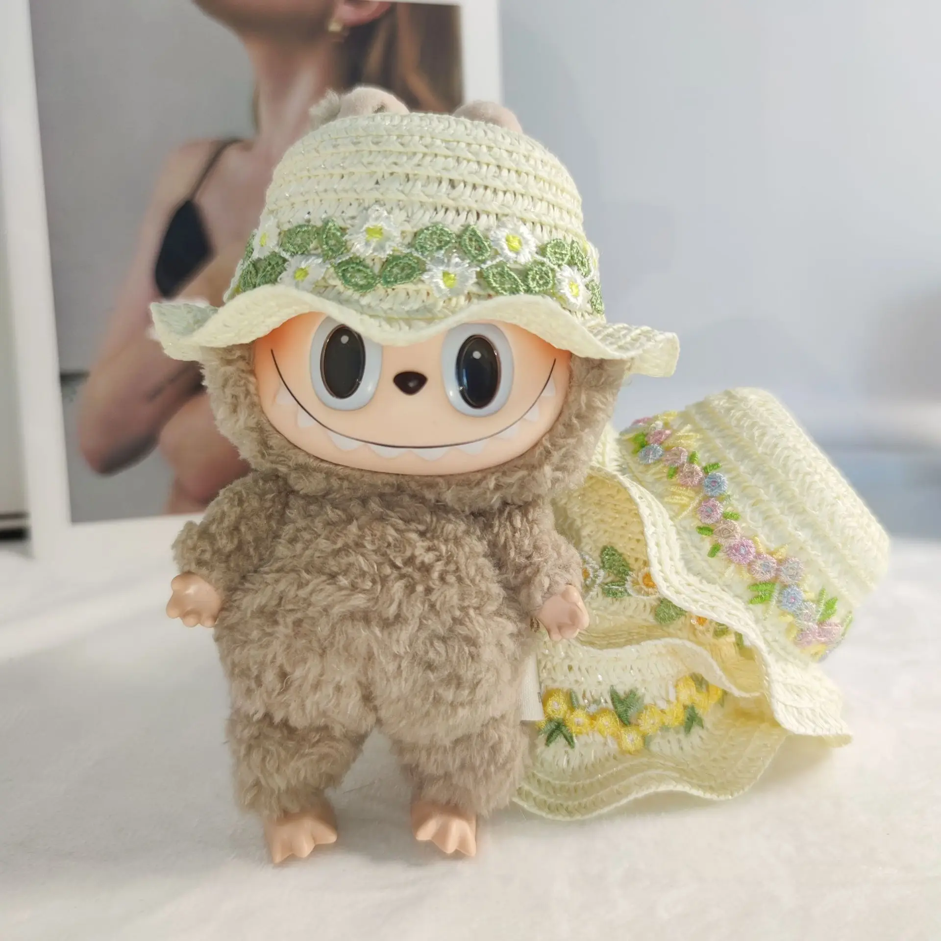 

Clothes Accessories For Labubu 15 Cm 17 Cm Dolls 1st To 3rd Generation Daisy Wave Straw Hat Accessories Creative Gift
