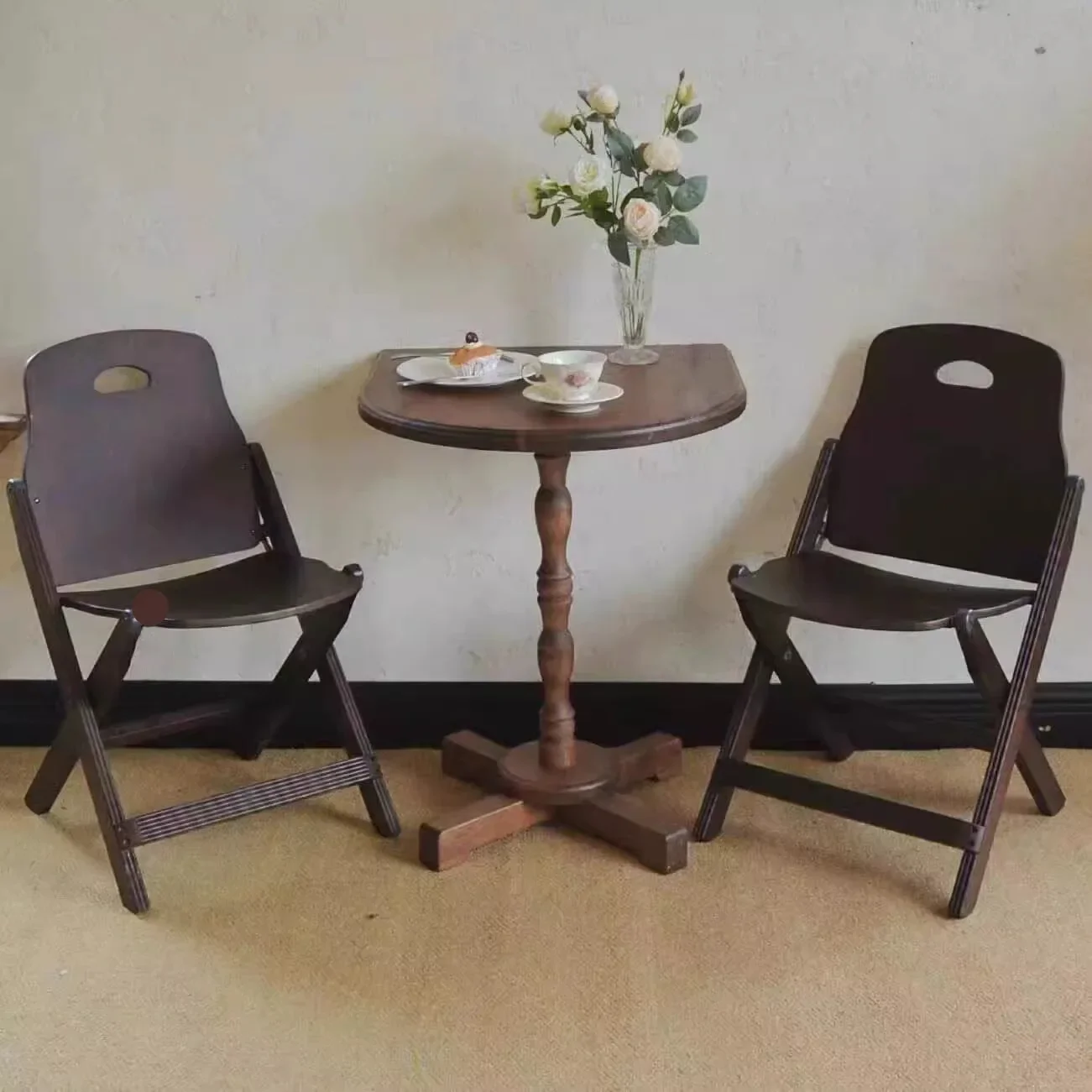 Simple meal table coffee table solid wood oval long table French coffee corner arrangement personalized multi-function square