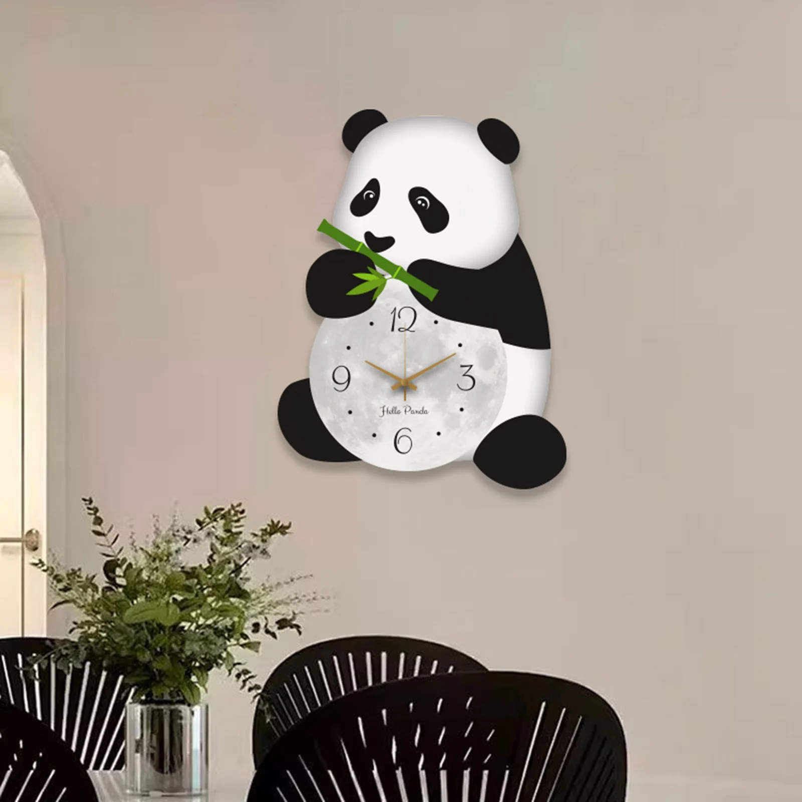 Panda Wall Clock Silent Cute Wall Hanging Decor for Kids Room Kitchen Office Decorative Clock Silent Bedroom Living Room 