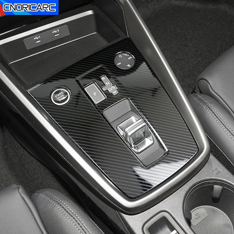 

Car Console Gear Shift Panel Cover Decorative Carbon Pattern Trim For Audi A3 2021 2022 LHD Stainless Steel Interior Accessories