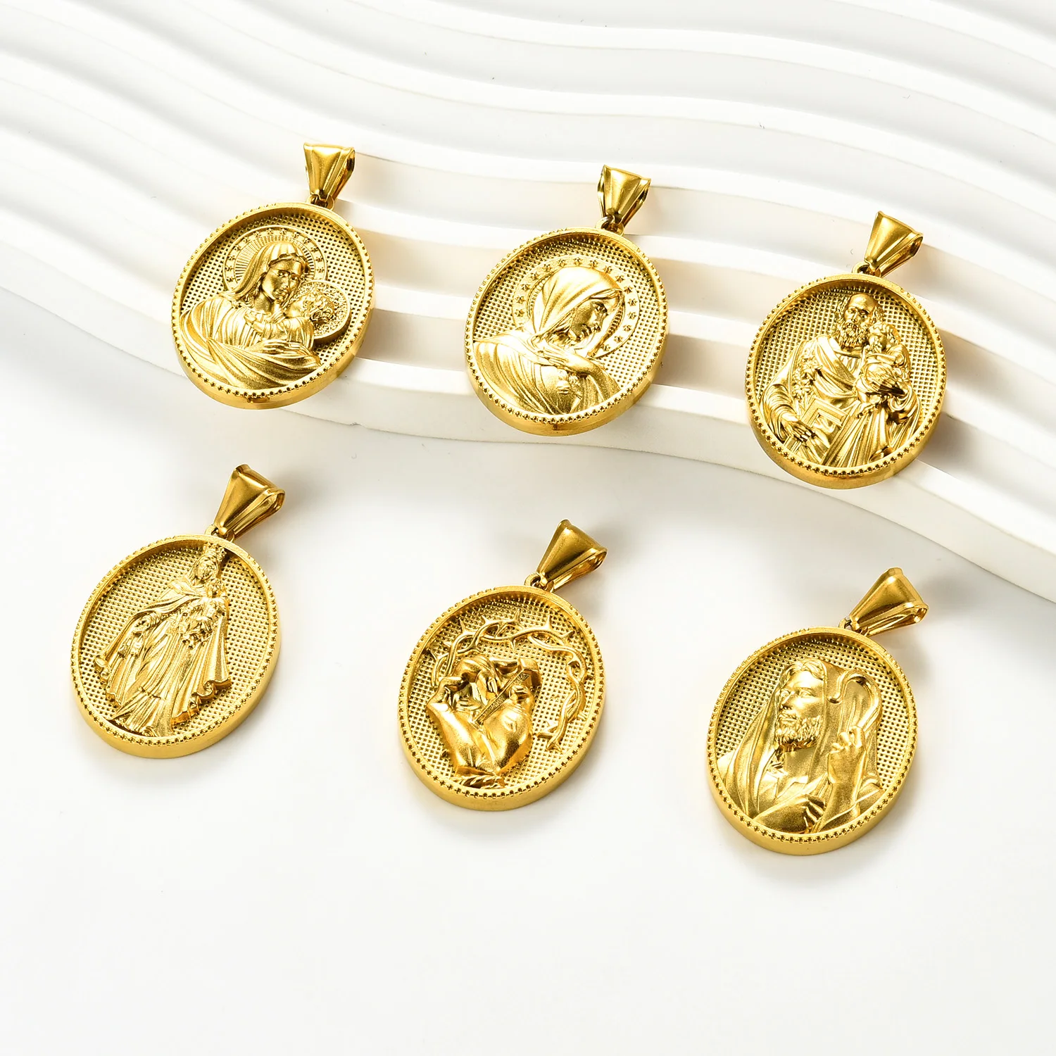 Christian Virgen Maria Anhänger Halskette Edelstahl Gold Farbe Religiöse Maria Medaille Kette Charms Für Männer Frauen Schmuck Geschenke