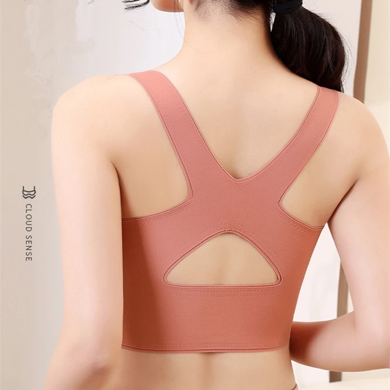 New Style Lace Flower Side Buckle Seamless Breast-wrapping And Breathable X-shaped Back-gathering Vest-style Women\'s Bra
