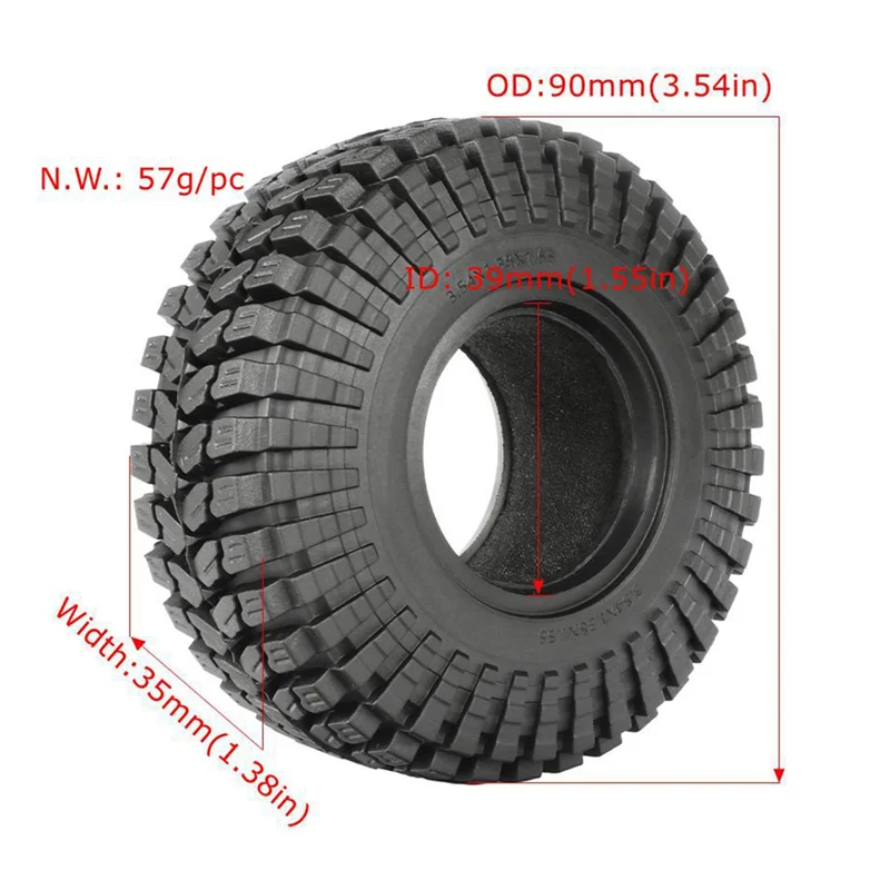 Miękkie gumowe opony do terenu 90 mm 1,55 cala, zestaw 4 sztuk do 1/10 MST JIMNY Tamiya CC01 LC70 Axial YETI AXI90069 D90