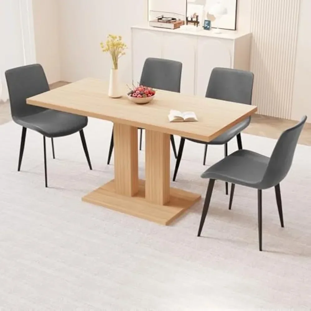 

Modern 46'' Kitchen Dining Table and Chairs, 5 Piece Rectangular Dining Table Set for Home, Kitchen, Living Room, Dining Room