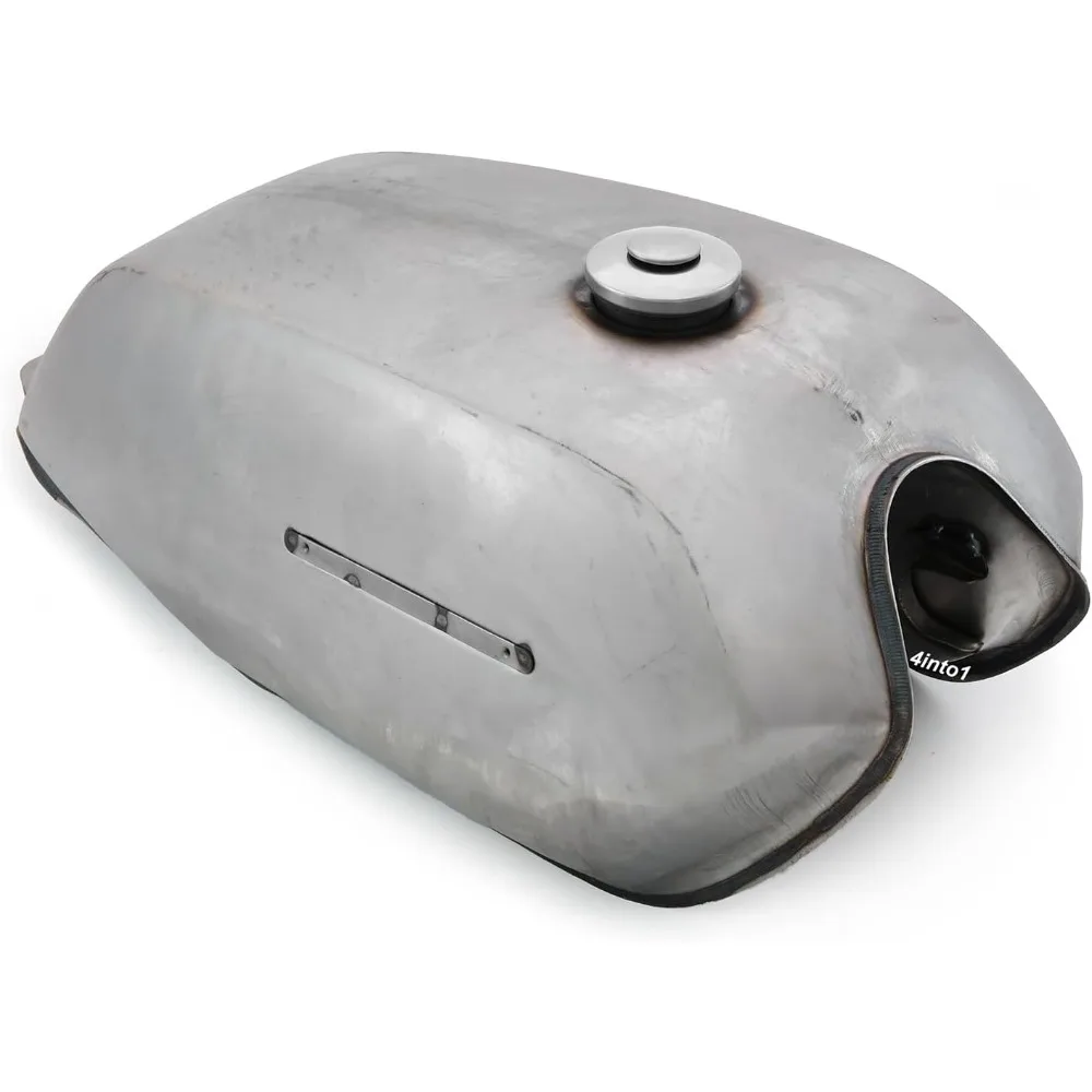 3.2 Gallon Raw Steel Motorcycle Fuel Tank, 12L Capacity