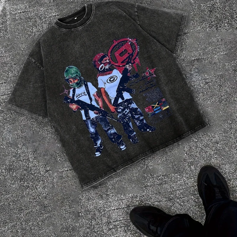 

Мужская футболка American Hip Hop Y2K Street Trend Rebellious Element, новая летняя модная мужская и женская уличная одежда в стиле ретро