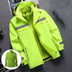 Winter Reflective Jacket Men for Work with Detachable Fleece Linner Waterproof Windproof Thermal Size L-7XL