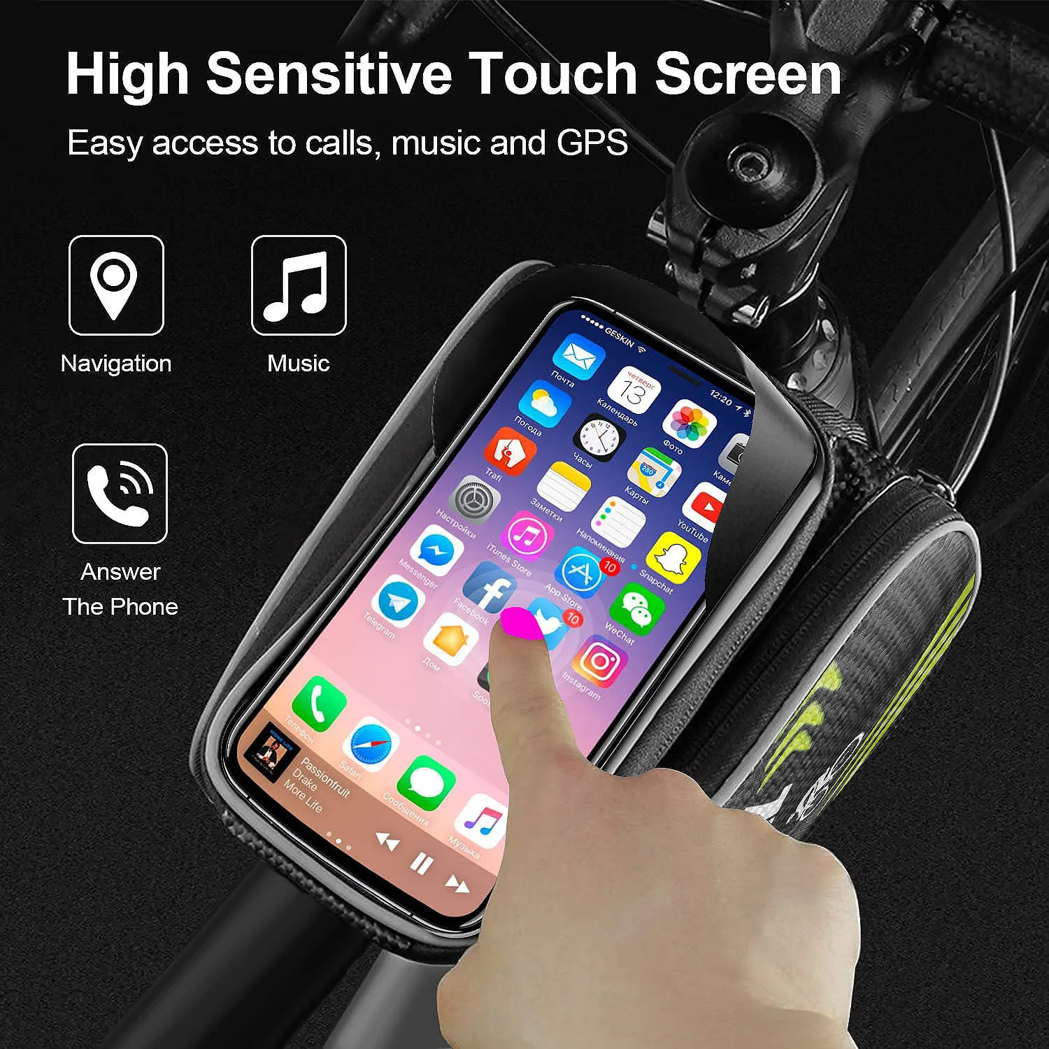 7 Inch Phone Bike Front Frame Bag Touch Screen Waterproof Hard Shell Bicycle Top Tube Storage Bags Organizer Cycling Accessories