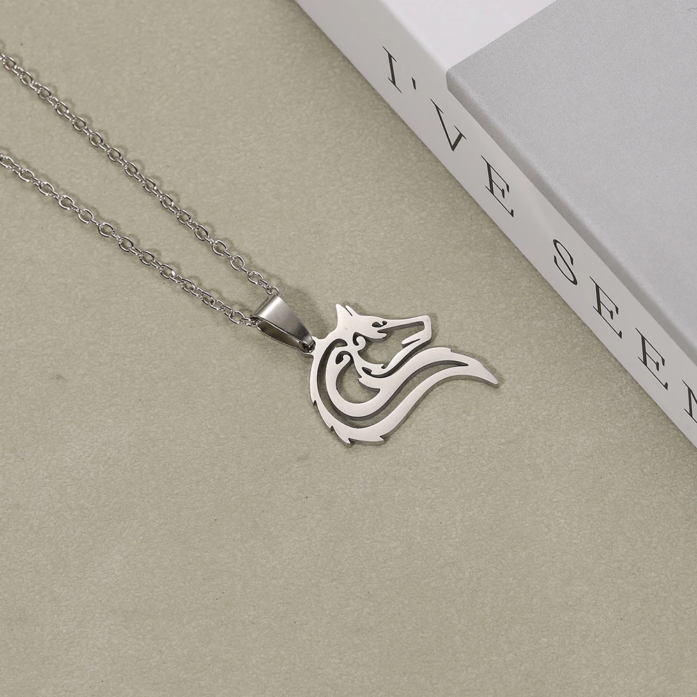 Edelstahl-Halskette mit Hohlem Wolfskopf-Anhänger für Männer und Frauen, Vintage-Wikinger-Tier-Design, Alltagsaccessoires, Geschenke – Detail 4