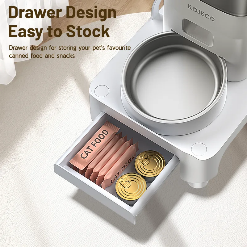 ROJECO وحدة تغذية متعددة الوظائف دعامة مرتفعة للحيوانات الأليفة وعاء واحد ومزدوج موزع طعام قابل للتعديل حجم الارتفاع لتغذية الكلاب والقطط #3
