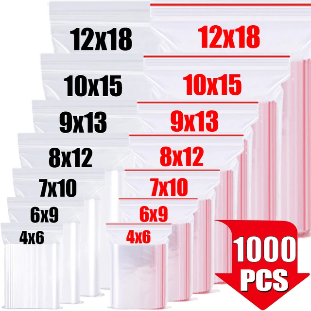 100/1000 sztuk zagęścić zamki błyskawiczne uszczelnione torby przezroczysta plastikowa torba do przechowywania małej biżuterii opakowanie na żywność zamykane zamki błyskawiczne woreczek uszczelniający