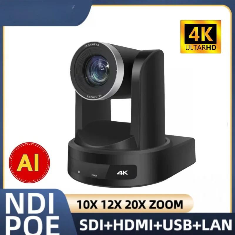 JSAV  PTZ 4K with NDI|HX3, 20x Zoom, POE, AI Tracking,  USB LAN SDI for Church Live Streaming Video Conference Youtube