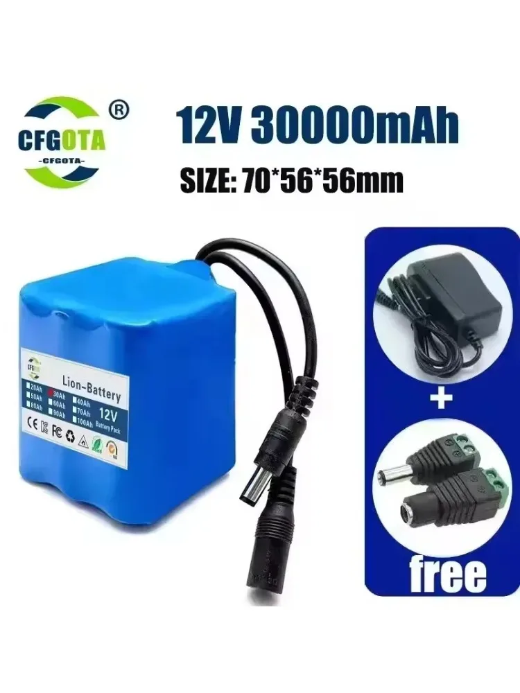 AliExpress LOLRKO 12V 30Ah 18650 Lithium Battery Pack 3S3P Rechargeable Battery with BMS 12.6v Charger for Fishing Bicycle Large Capacity Battery