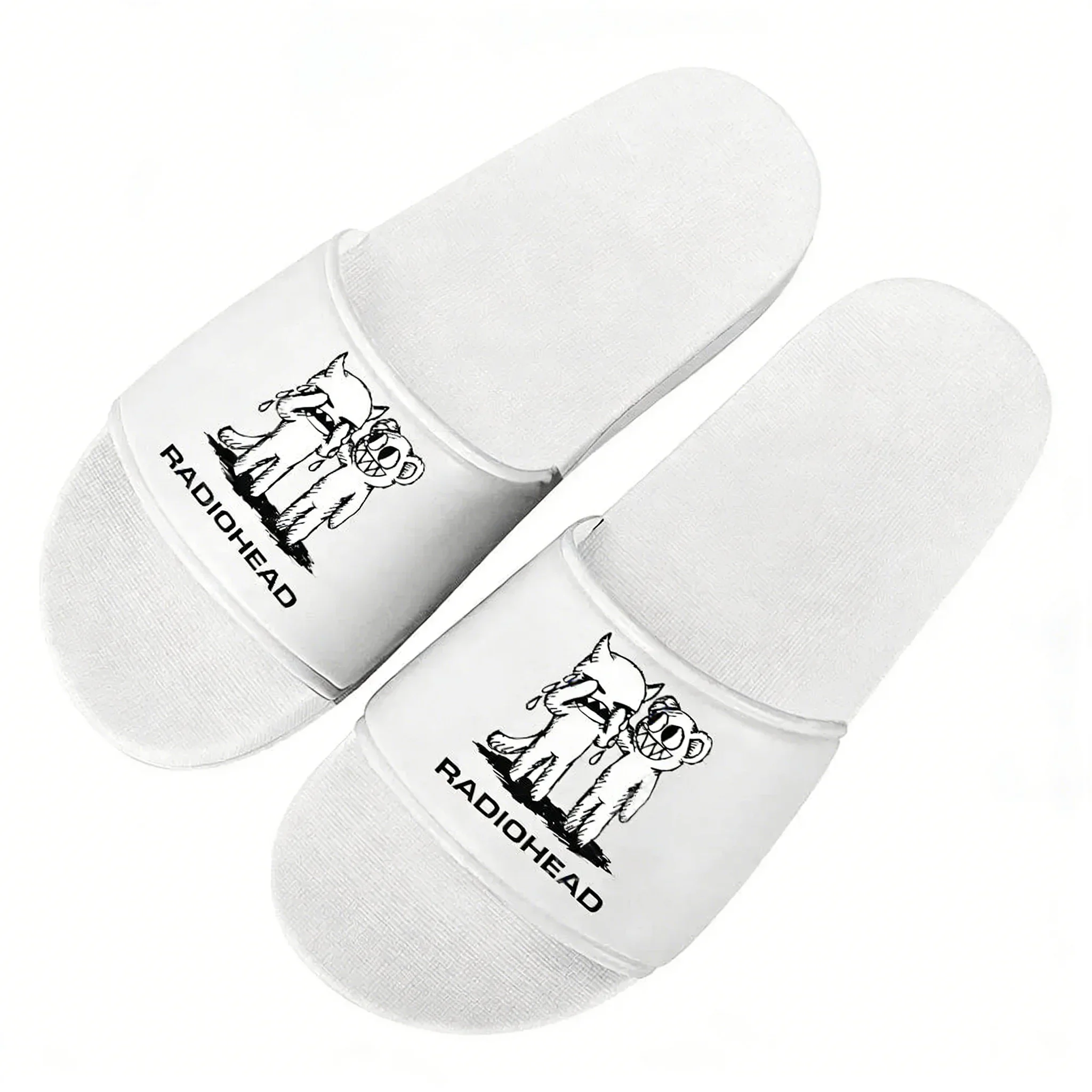 Radiohead Rock Band Indoor Customized Summer Slippers for Mens and Womens Suitable for Bathroom Beach Pool White