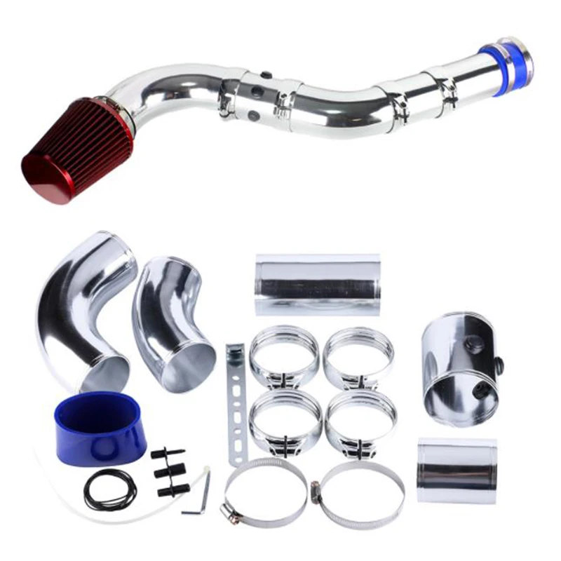Universal 76MM Auto Car Cold Air Intake System Aluminium Tube intake pipe Turbo direct cold Car Intake Pipe Hose Retrofit Kit