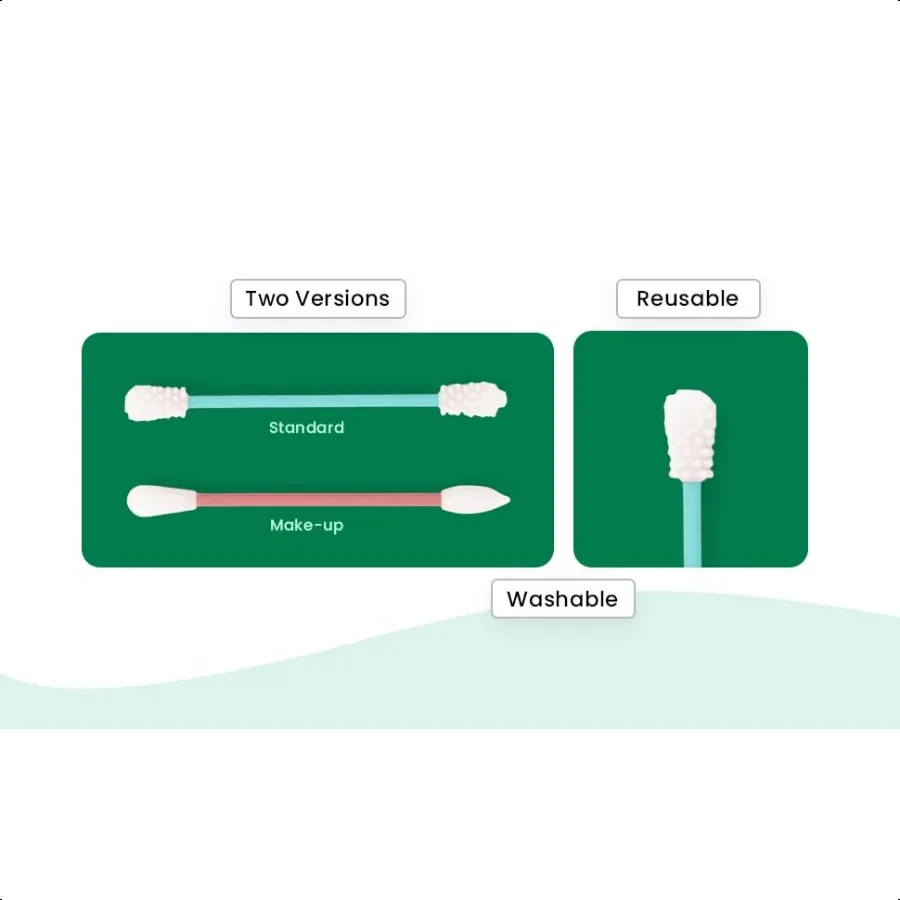 2pcs Reusable Cotton Swab Ear Cleaning Cosmetic Silicone Buds Swabs Sticks Doubleheaded Recycling For Cleaning Makeup